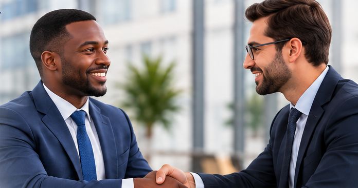 Two professionals shaking hands
